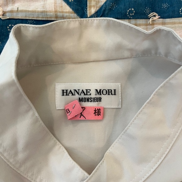 1980s Men's White Silk Hanae Mori Button Up Long Sleeve Shirt - Picture 2 of 3